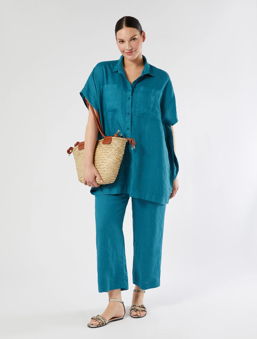 marina rinaldi linen canvas tunic for woman