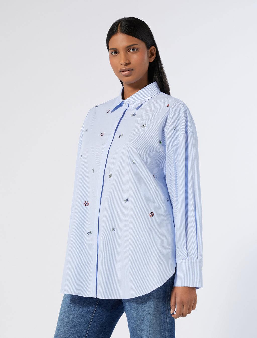 Embroidered poplin shirt