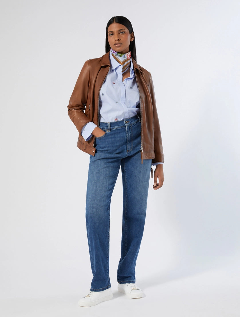 Embroidered poplin shirt