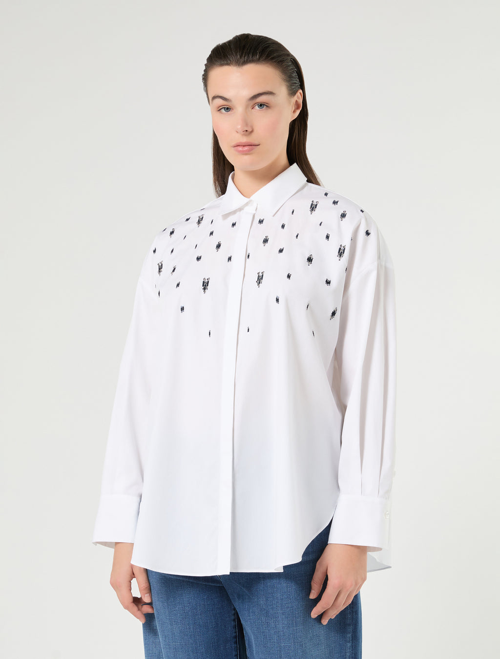 Marina Rinaldi embroidered poplin shirt for woman