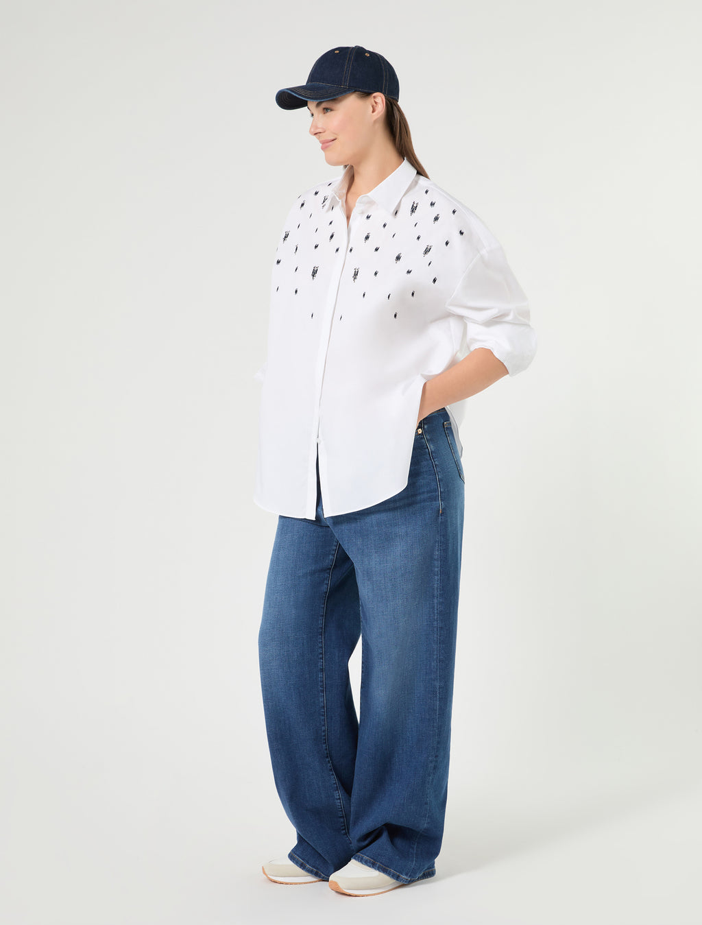 Marina Rinaldi embroidered poplin shirt for woman