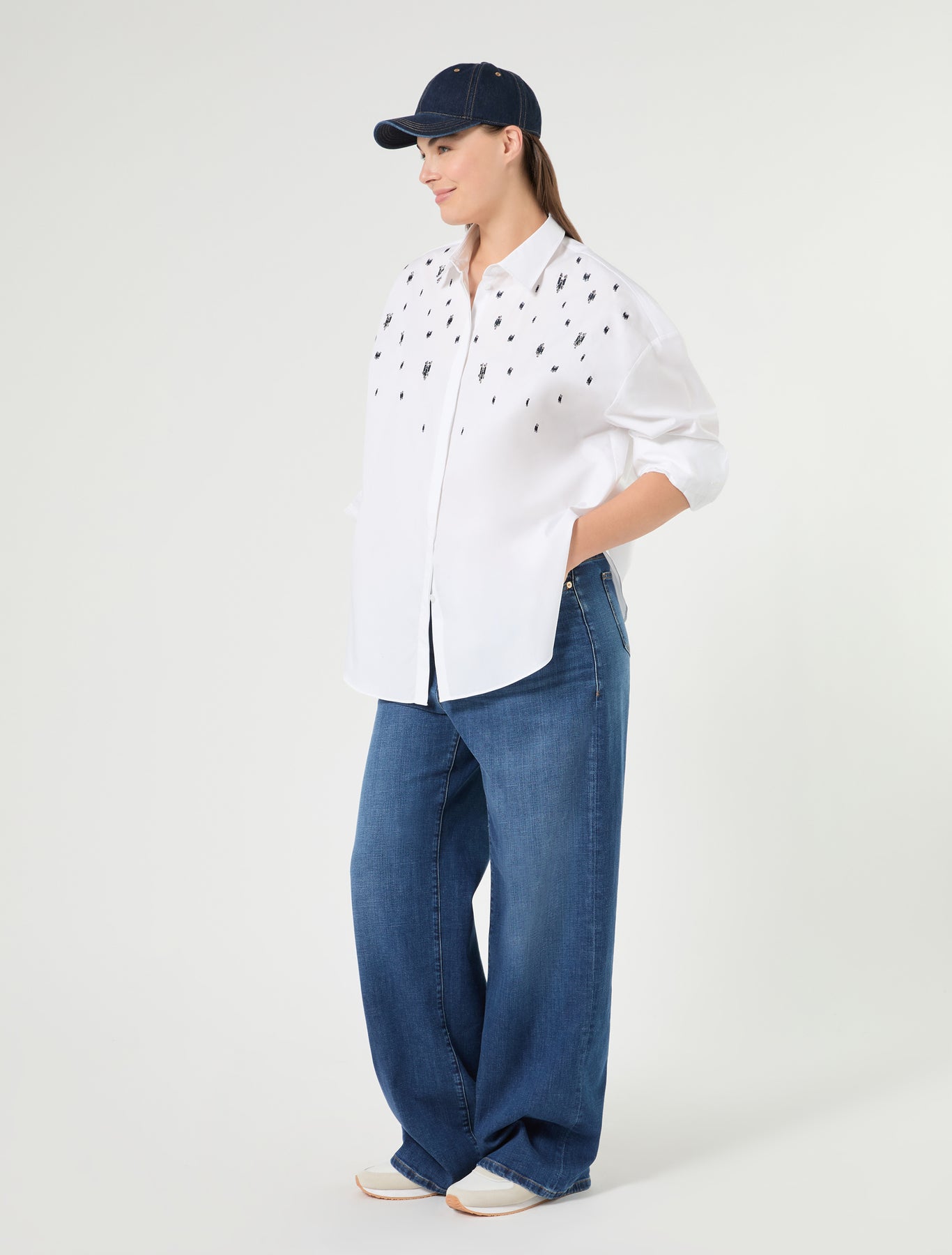 Marina Rinaldi embroidered poplin shirt for woman