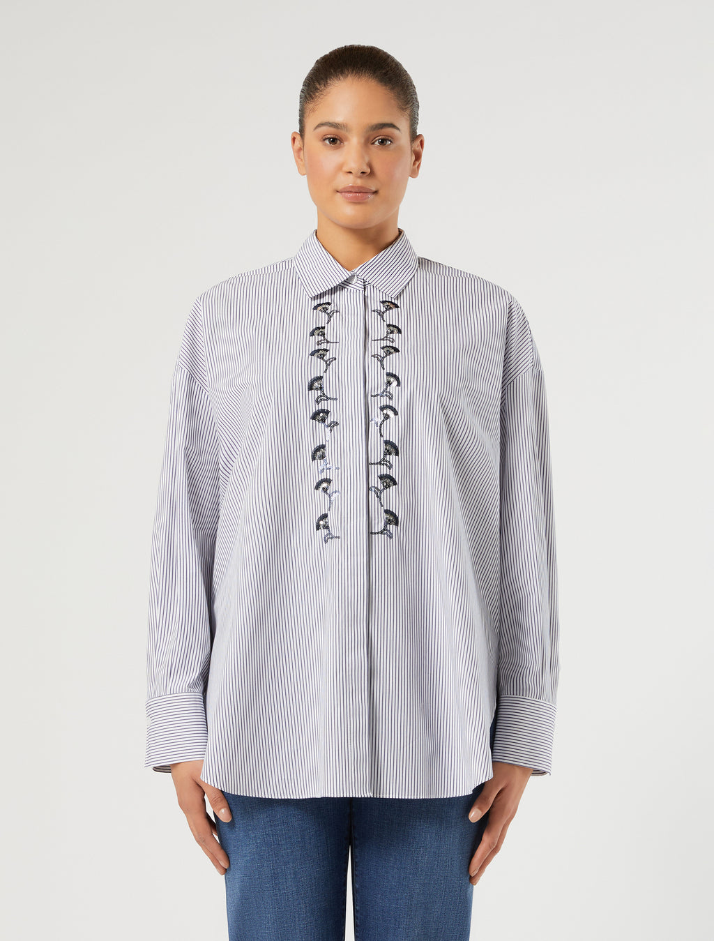 Marina Rinaldi embroidered poplin shirt for woman