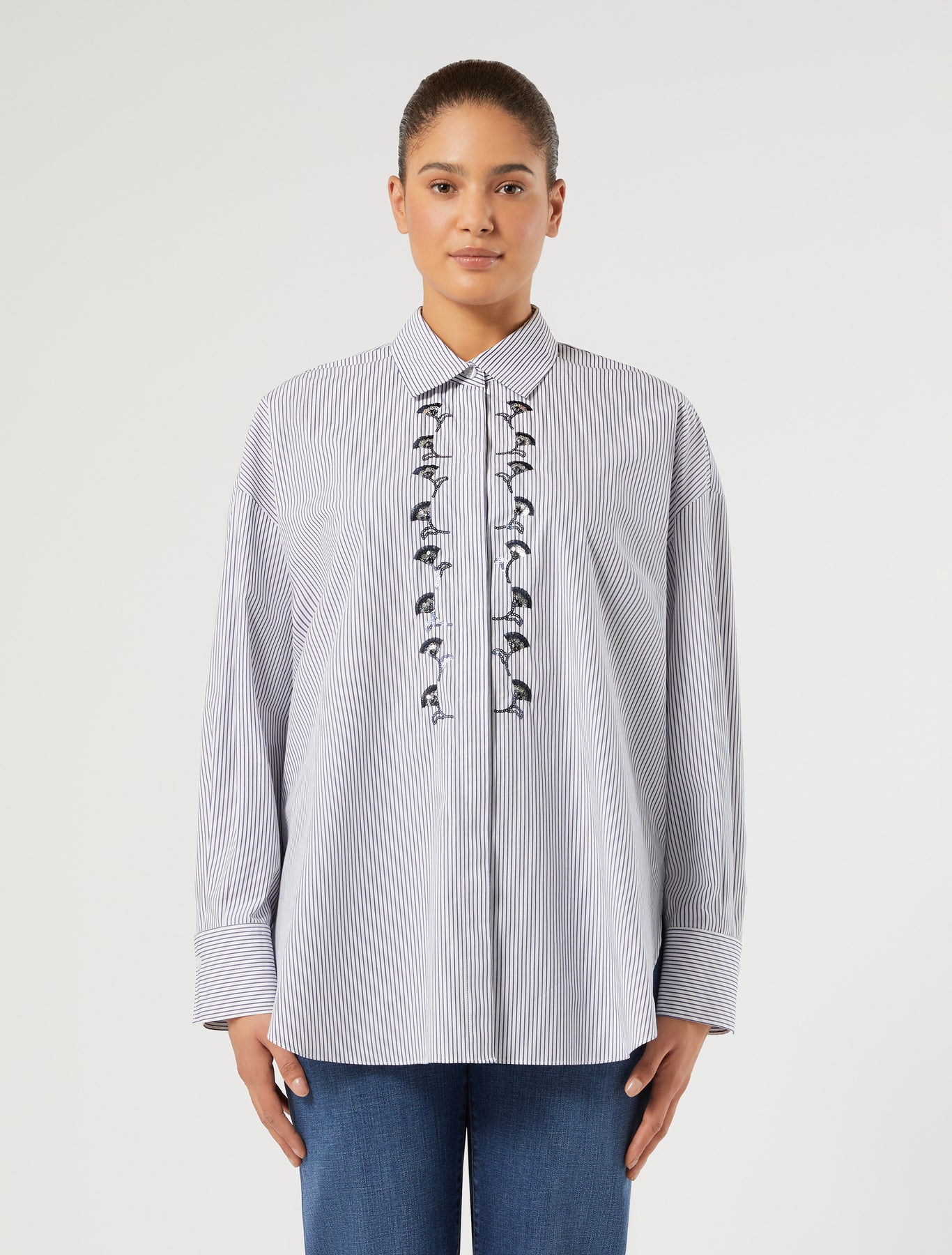 Marina Rinaldi embroidered poplin shirt for woman