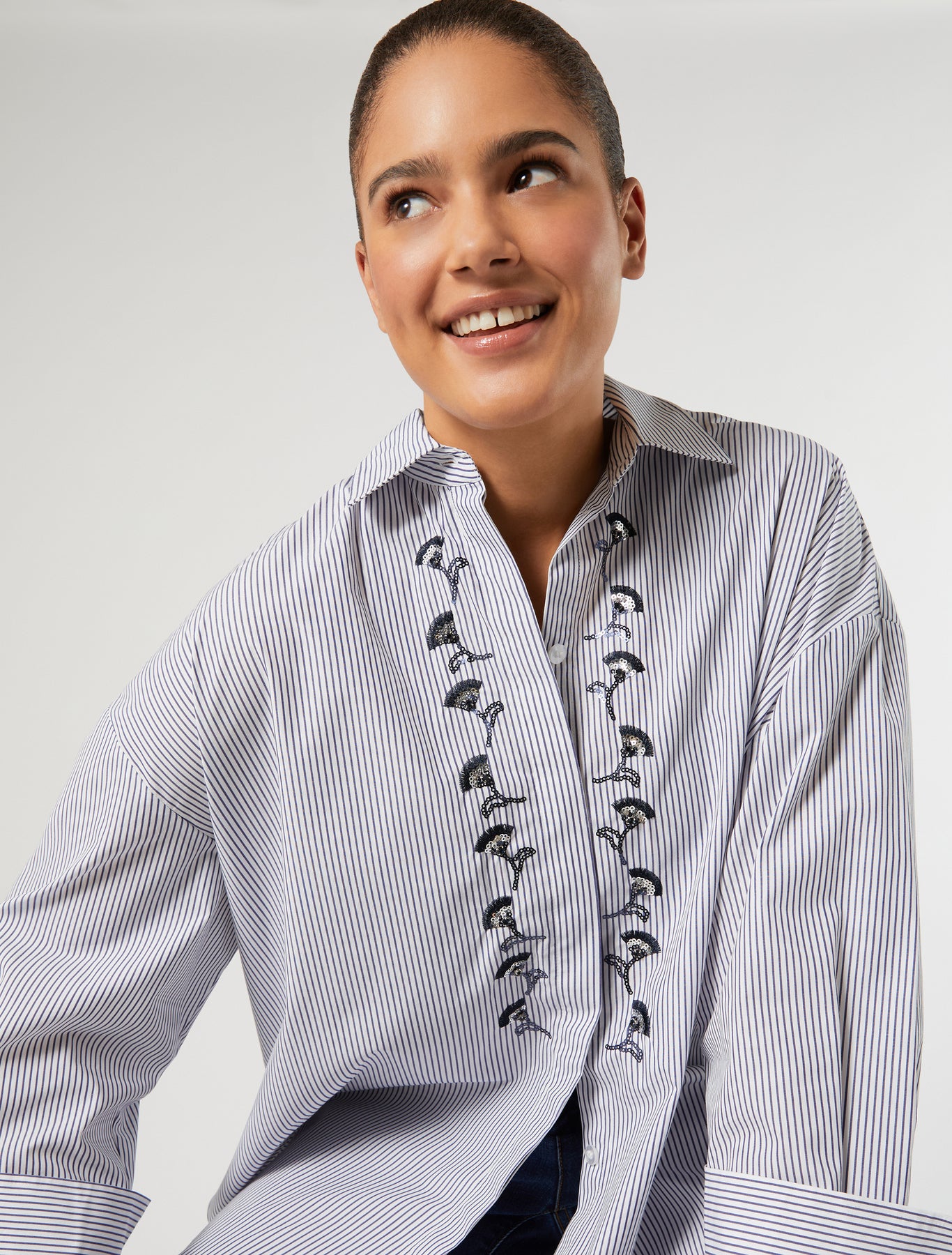 Marina Rinaldi embroidered poplin shirt for woman