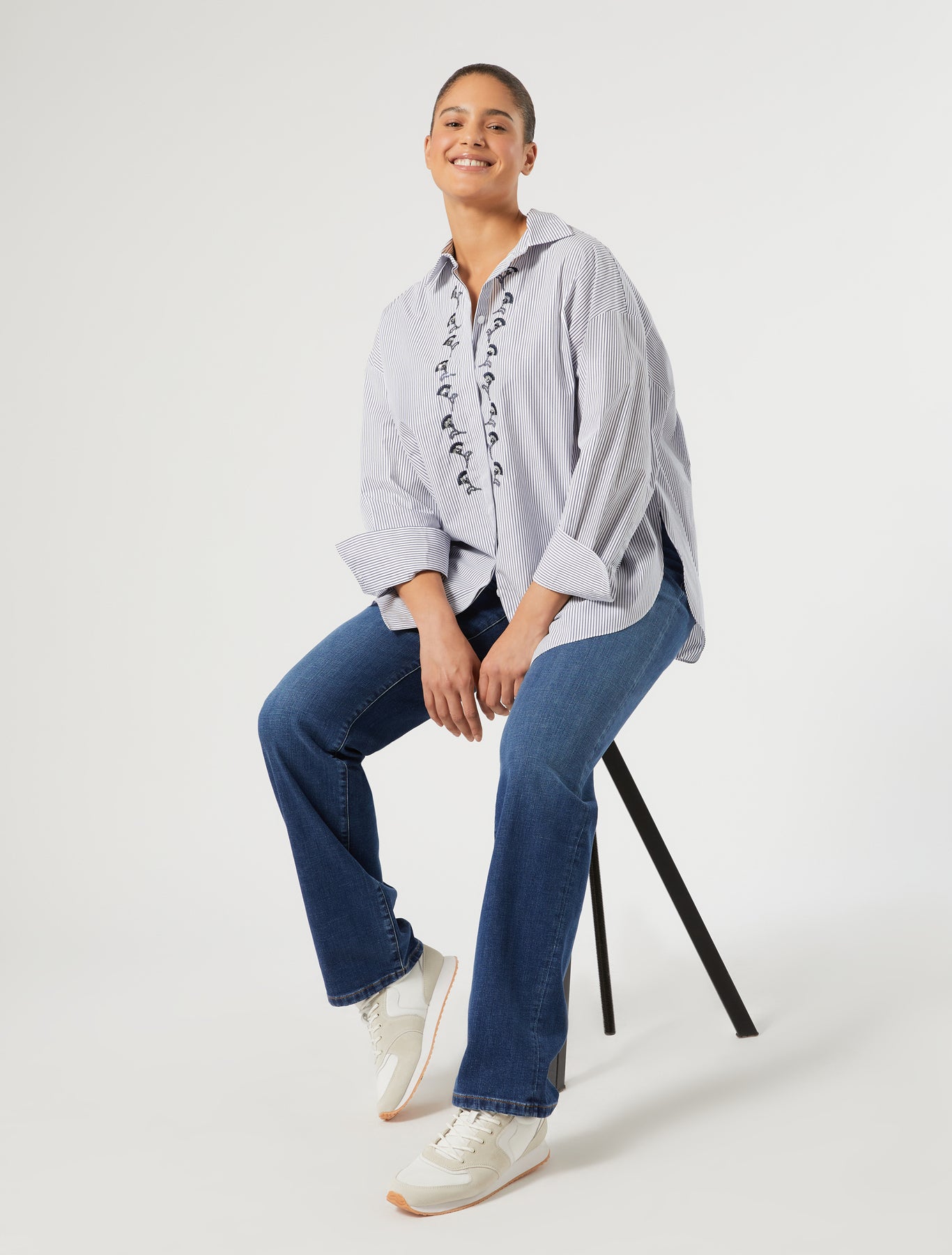 Marina Rinaldi embroidered poplin shirt for woman