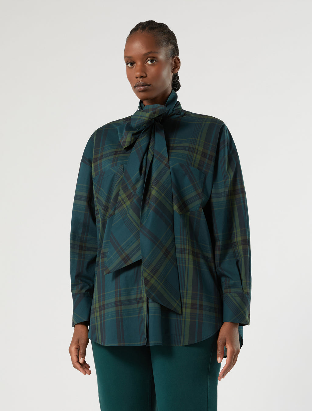 Marina Rinaldi oversized chequered cotton canvas shirt for woman