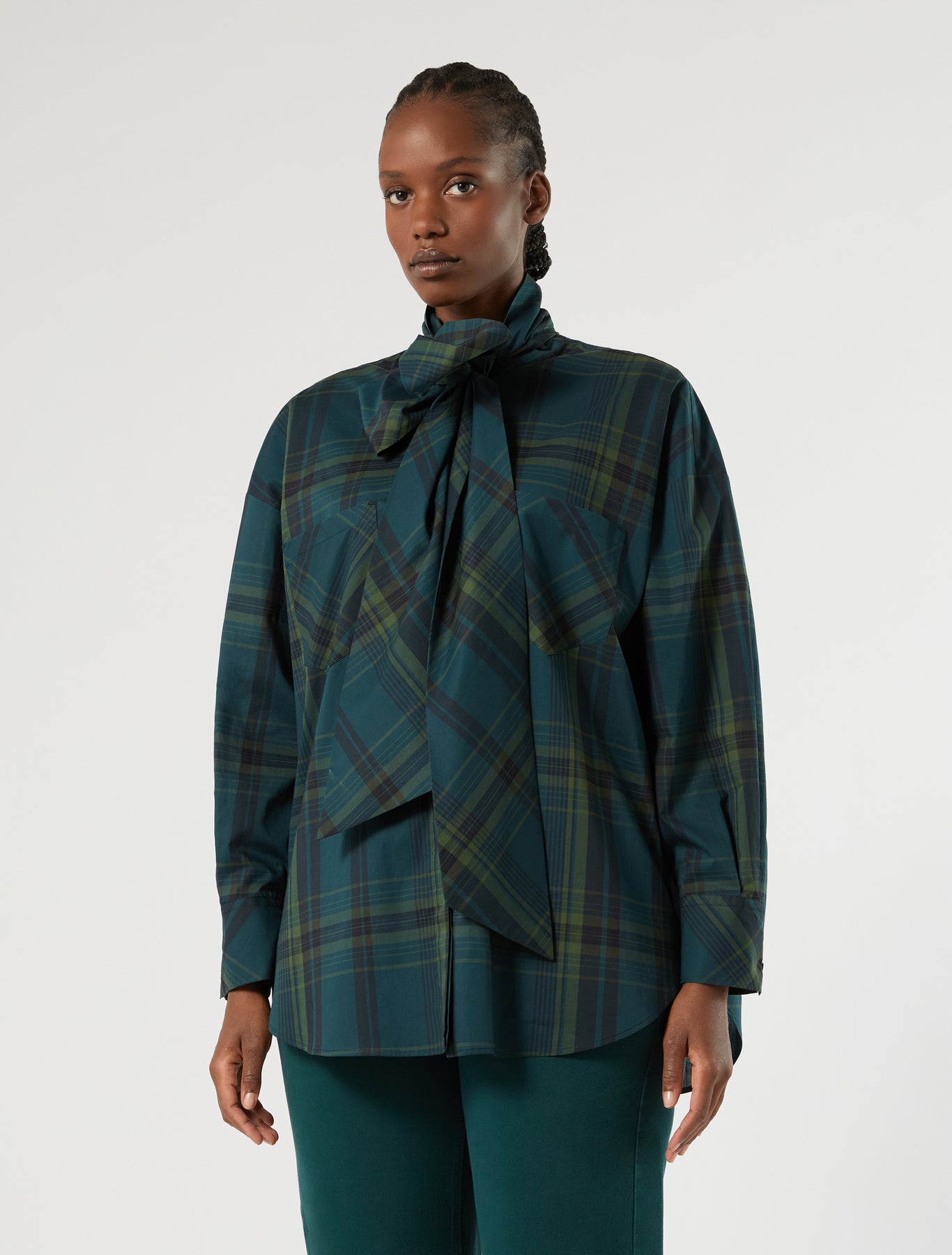 Marina Rinaldi oversized chequered cotton canvas shirt for woman
