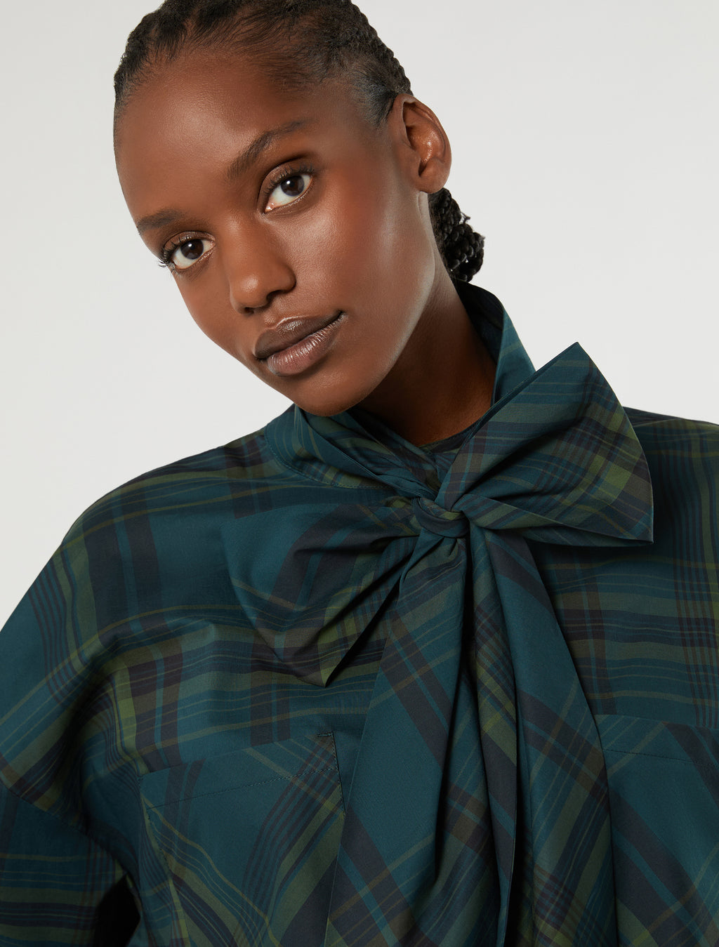 Marina Rinaldi oversized chequered cotton canvas shirt for woman