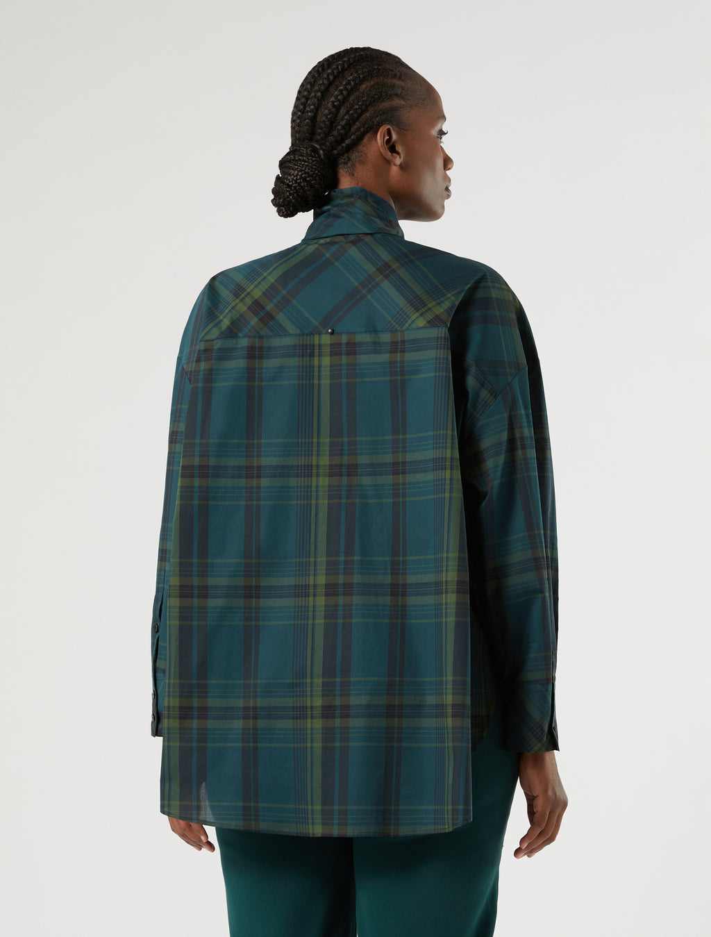 Marina Rinaldi oversized chequered cotton canvas shirt for woman