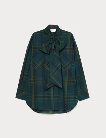 Marina Rinaldi oversized chequered cotton canvas shirt for woman
