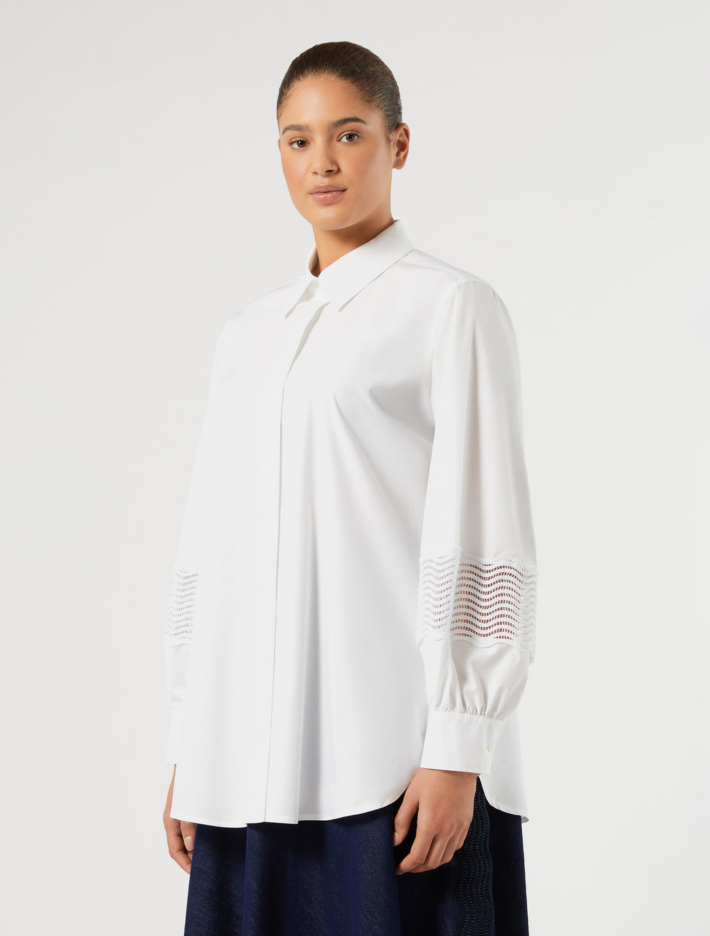 Marina Rinaldi cotton poplin shirt with lace for woman