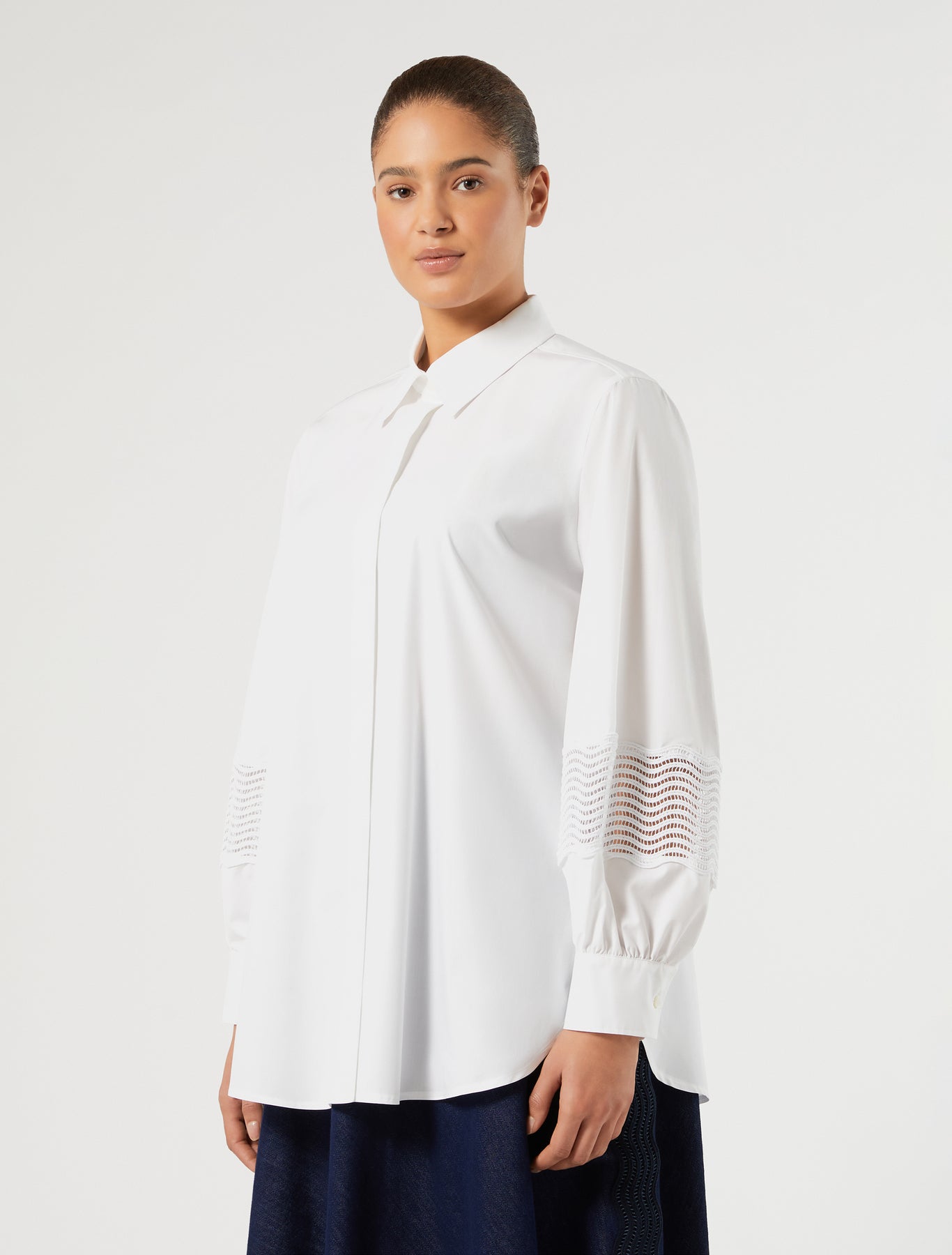 Marina Rinaldi cotton poplin shirt with lace for woman