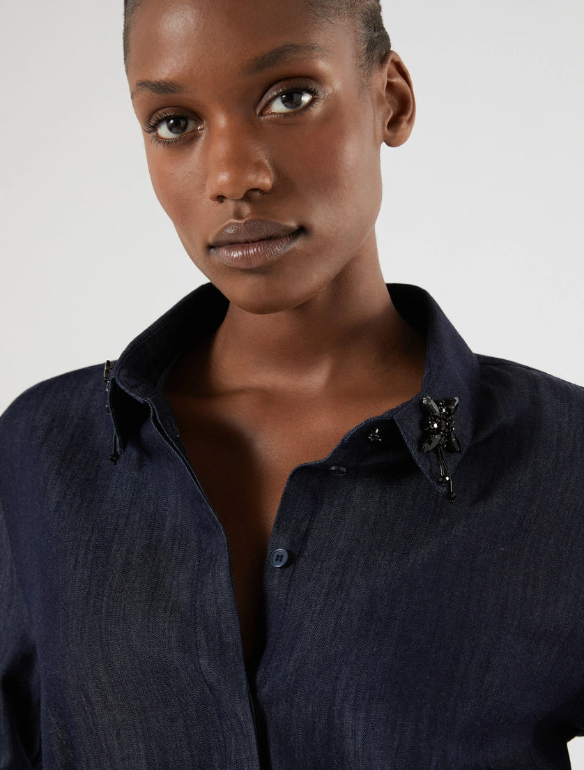 marina rinaldi lightweight denim shirt dress for woman