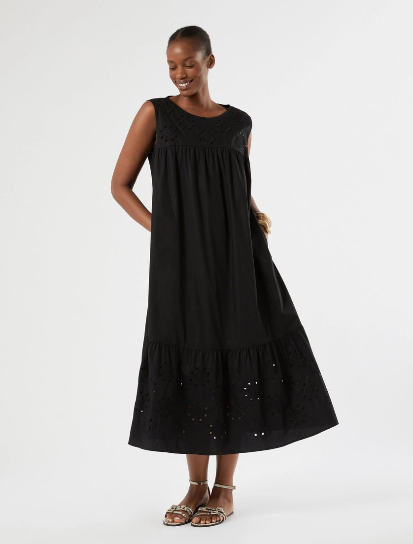 marina rinaldi long embroidered poplin dress for woman
