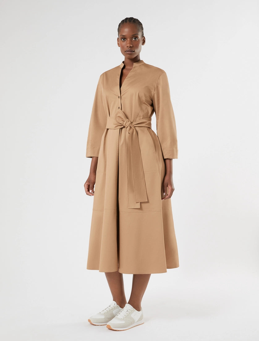 Long cotton gabardine dress
