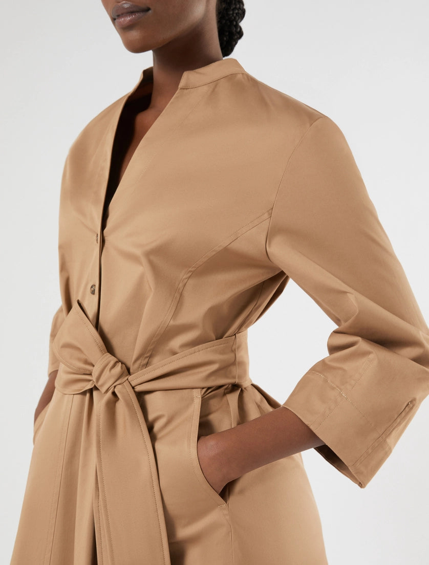 Long cotton gabardine dress