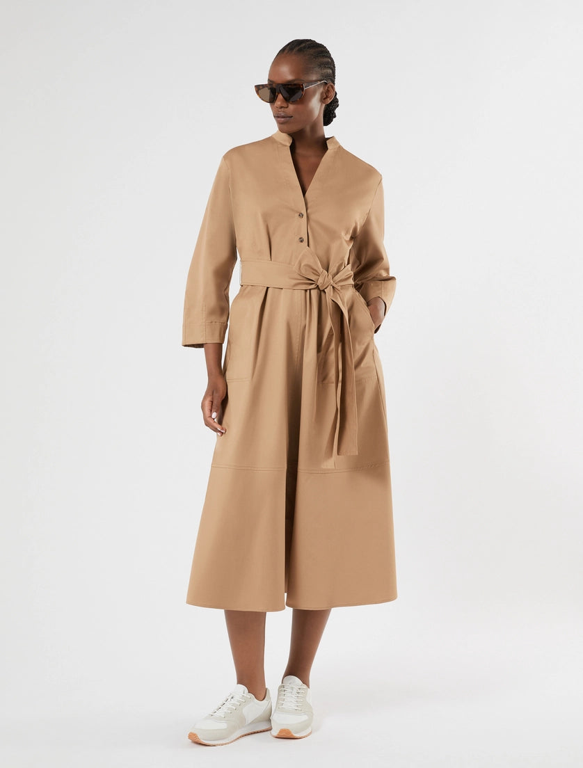 Long cotton gabardine dress
