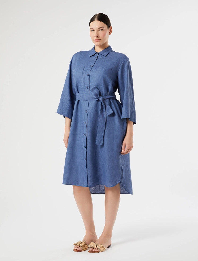 marina rinaldi linen canvas shirt dress for woman