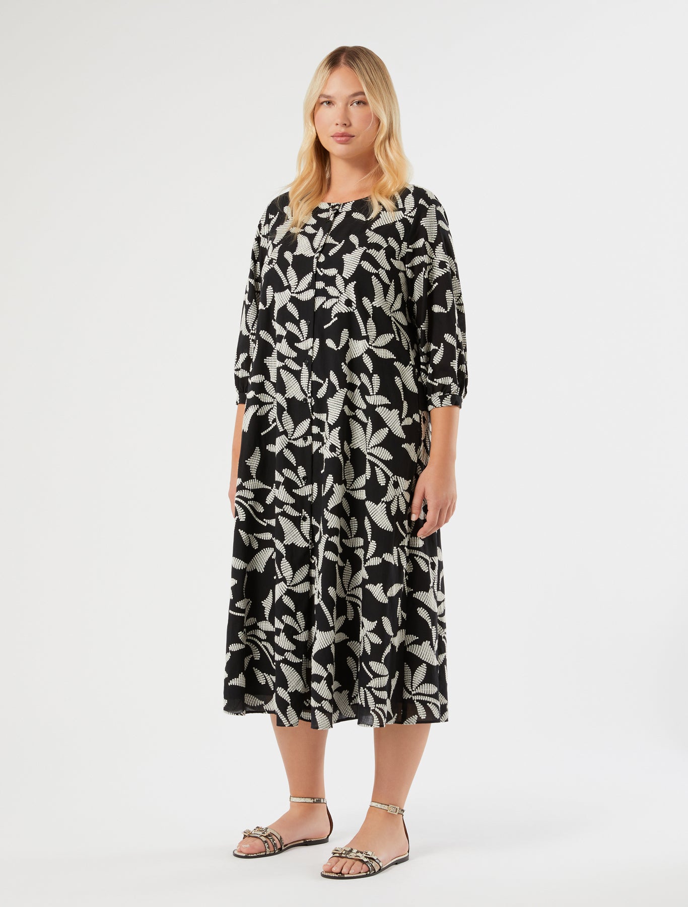 marina rinaldi embroidered muslin dress for woman
