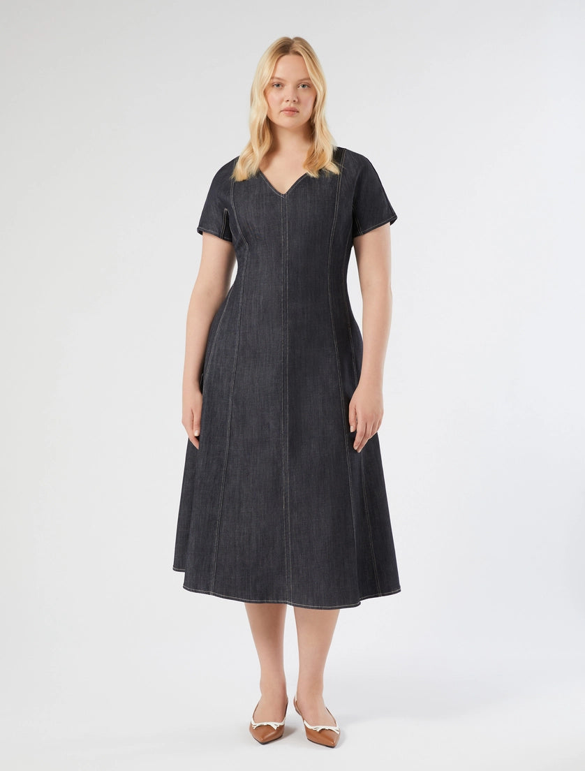 marina rinaldi denim-look cotton dress for woman