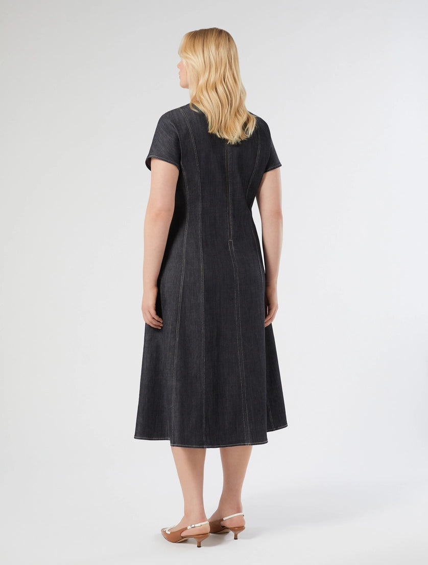 marina rinaldi denim-look cotton dress for woman