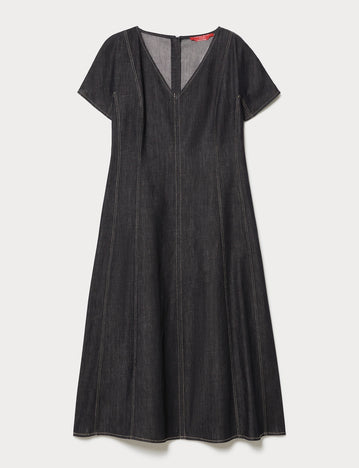 marina rinaldi denim-look cotton dress for woman