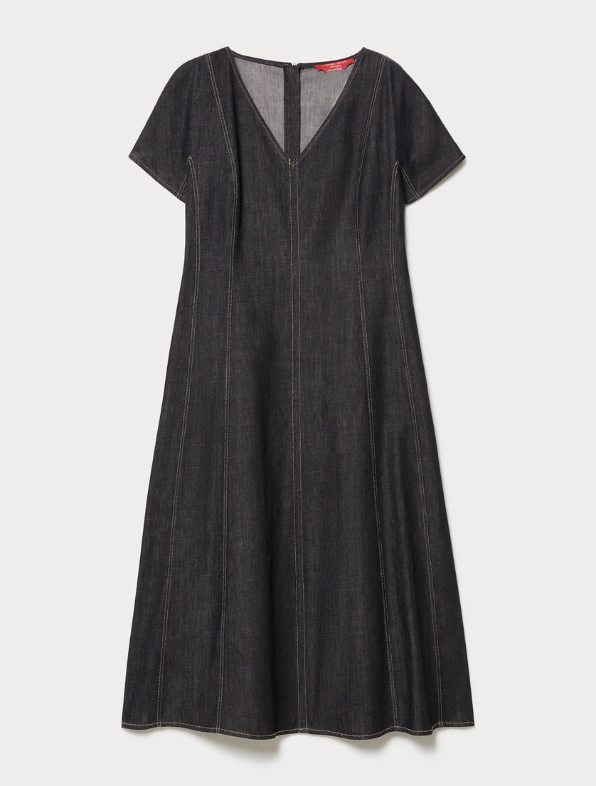 marina rinaldi denim-look cotton dress for woman
