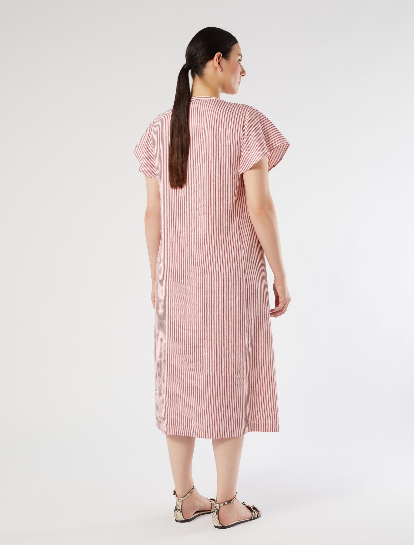 marina rinaldi long linen and silk canvas dress for woman