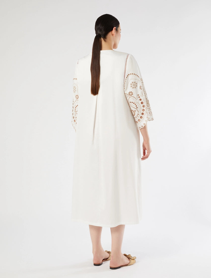 marina rinaldi cotton satin dress with embroidery for woman