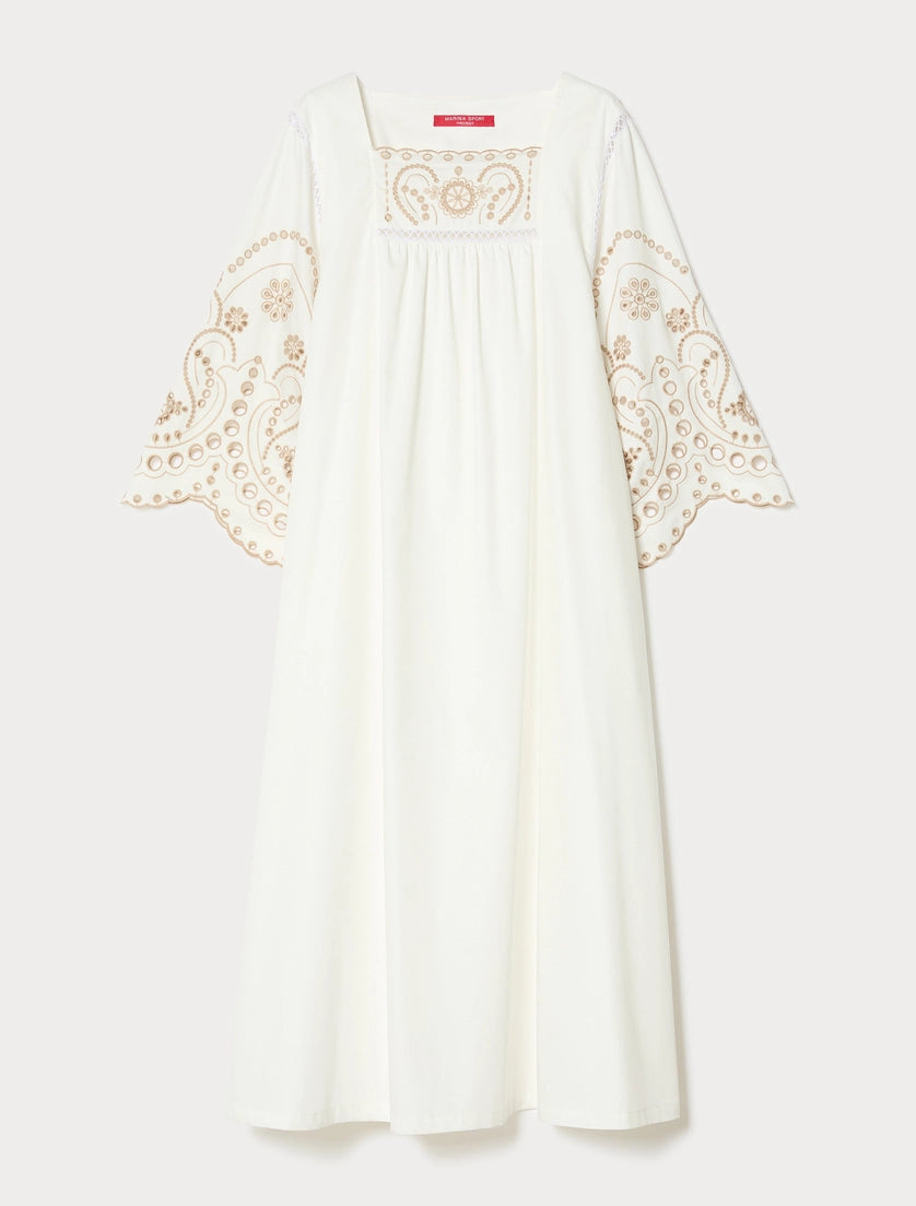 marina rinaldi cotton satin dress with embroidery for woman