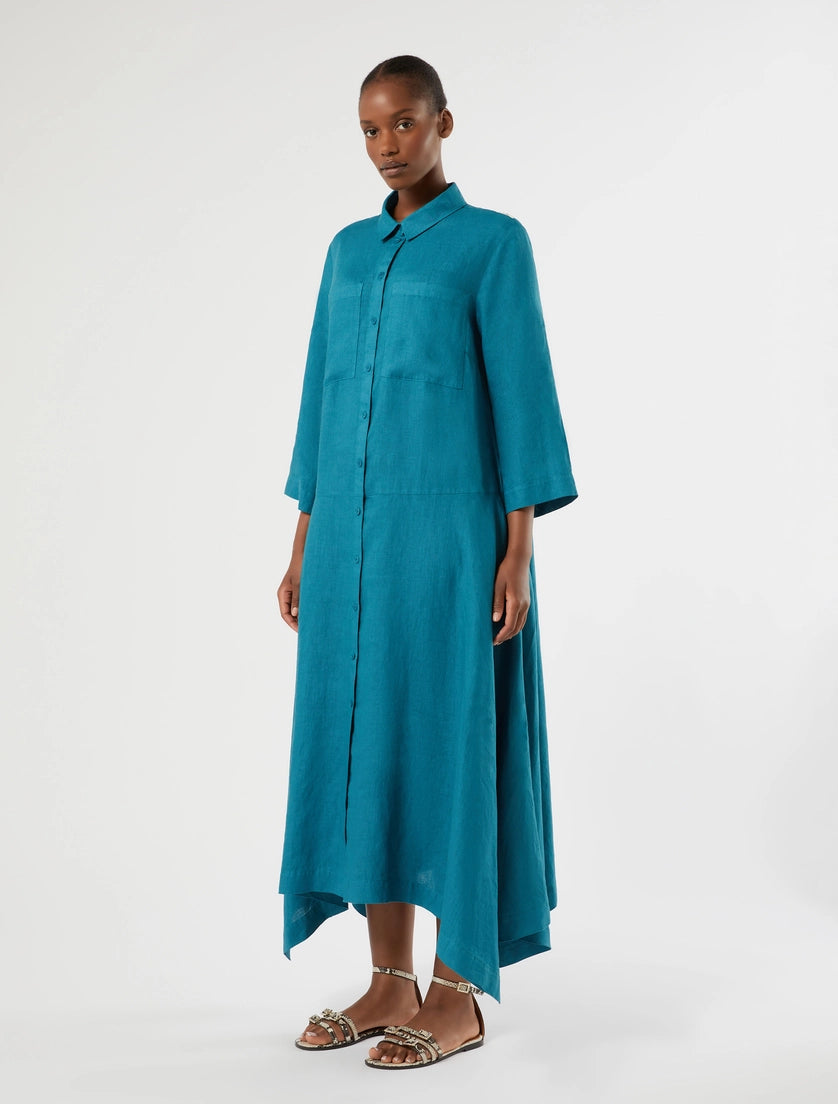 marina rinaldi linen plain-weave shirt dress for woman