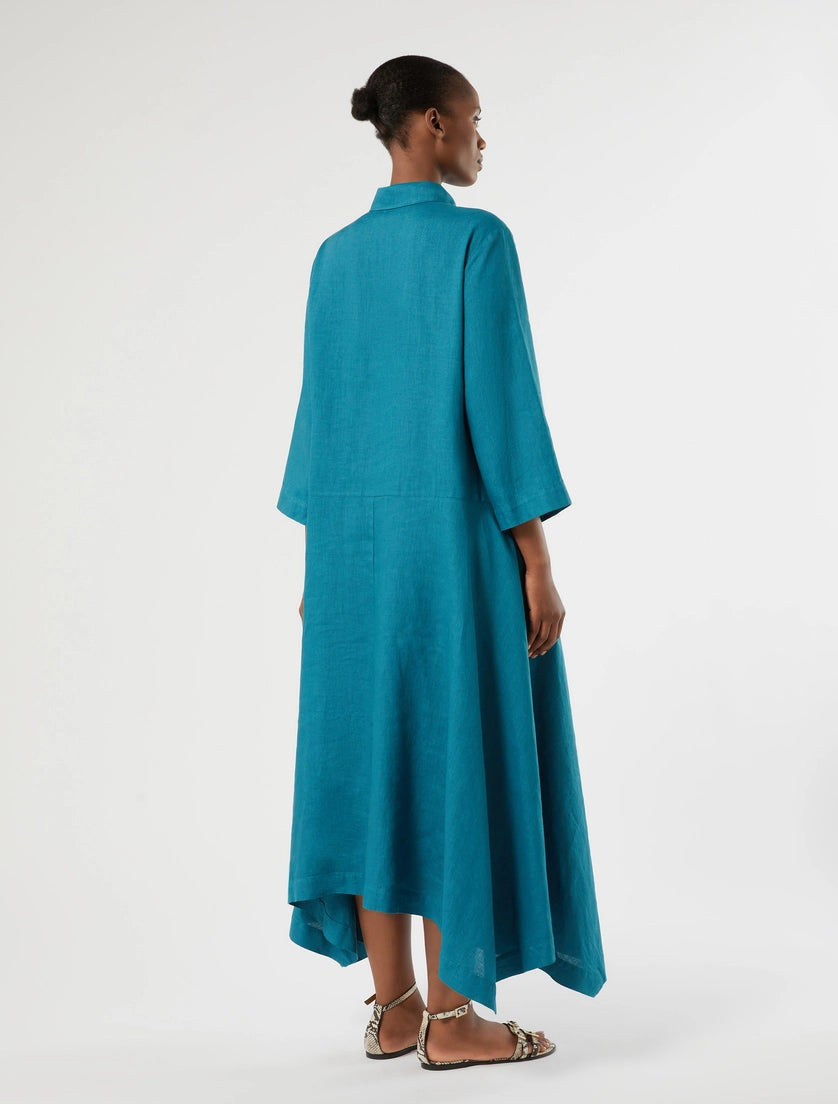 marina rinaldi linen plain-weave shirt dress for woman