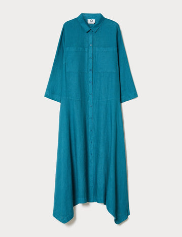 marina rinaldi linen plain-weave shirt dress for woman
