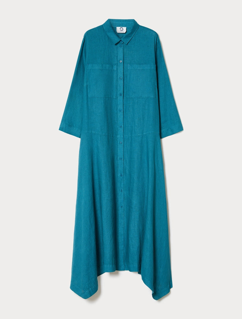 marina rinaldi linen plain-weave shirt dress for woman