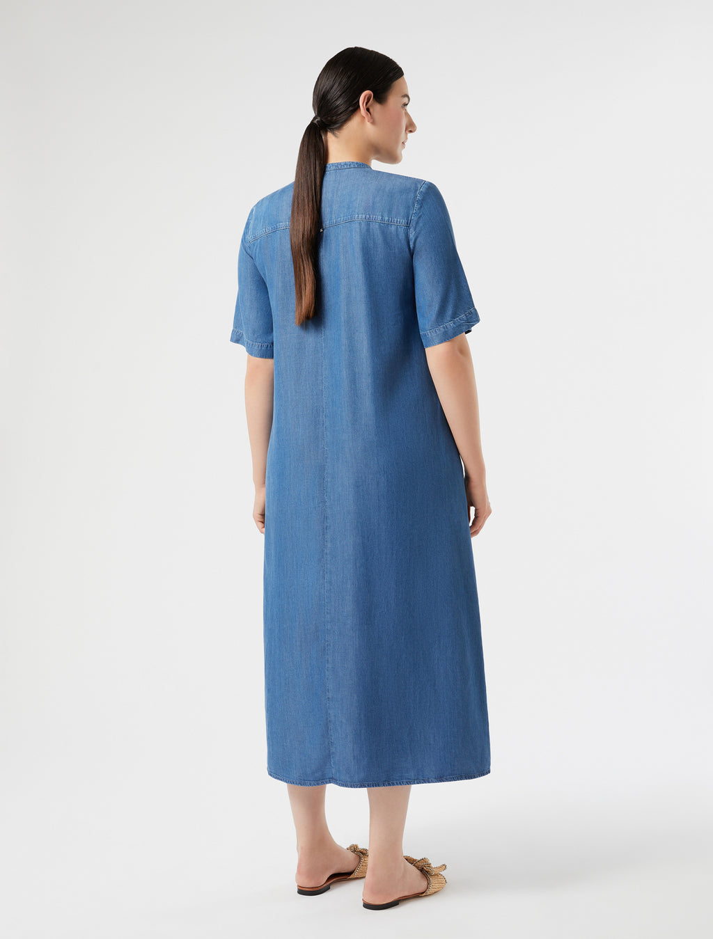 marina rinaldi twill dress with embroidery for woman