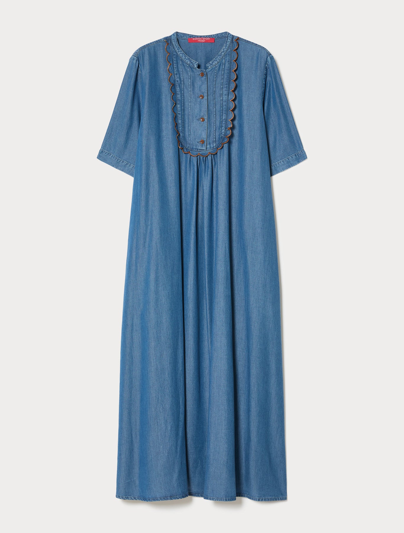 marina rinaldi twill dress with embroidery for woman