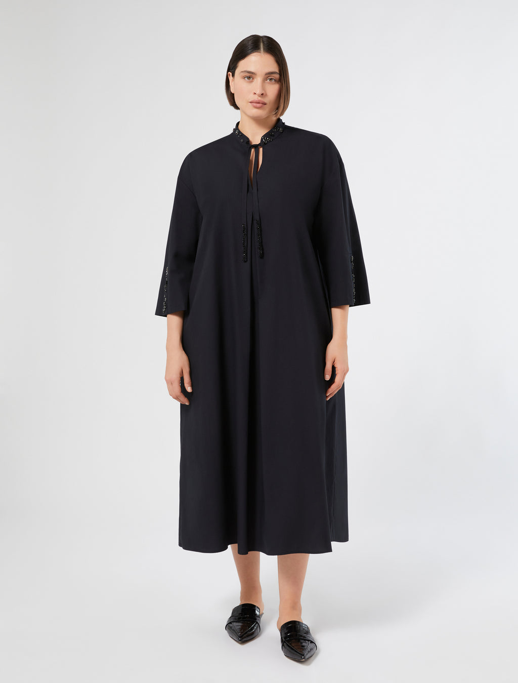 Embroidered poplin dress