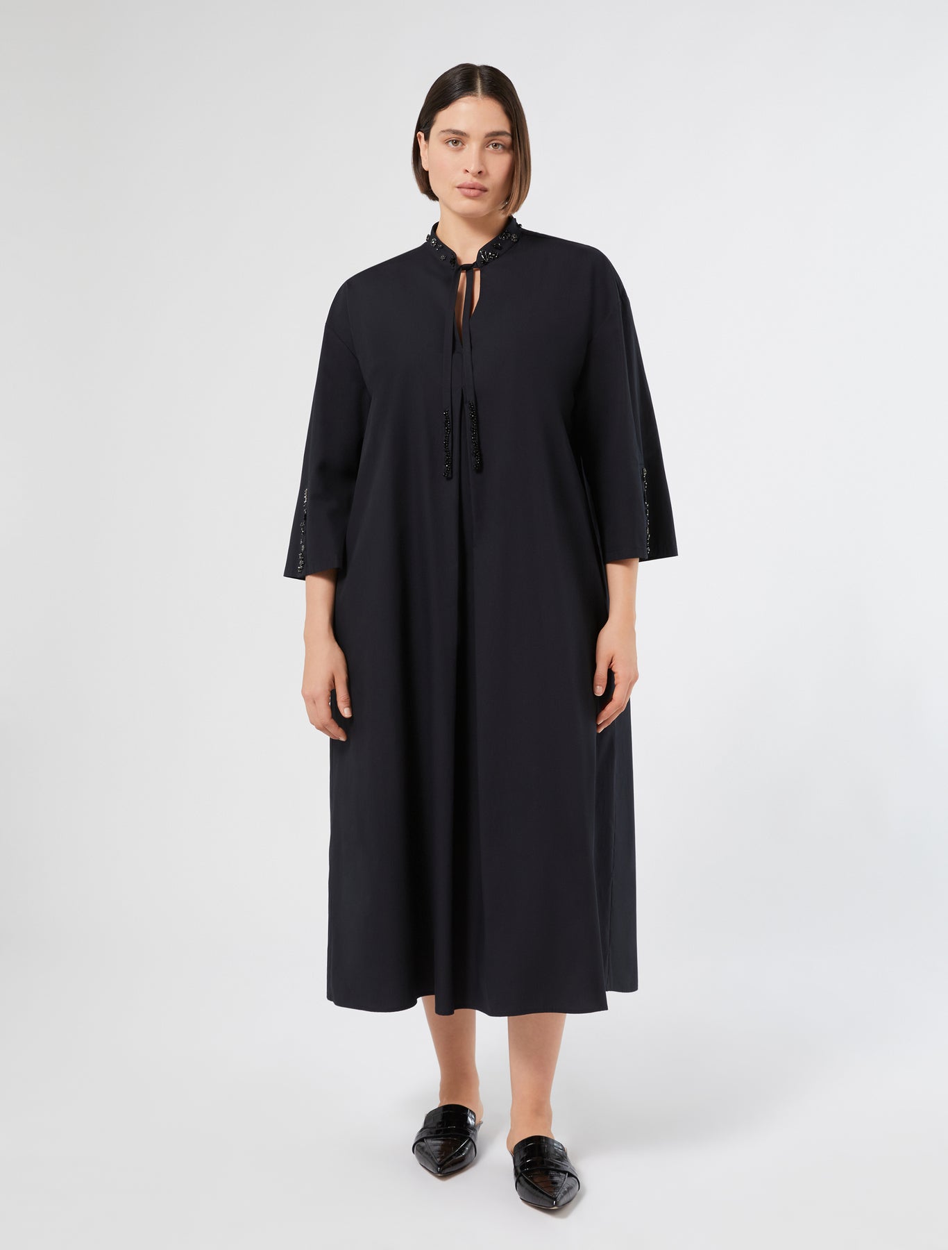 Embroidered poplin dress