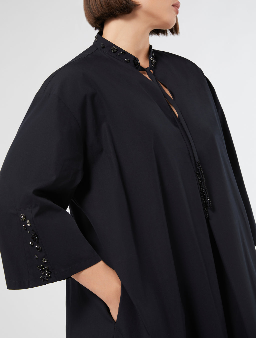 Embroidered poplin dress