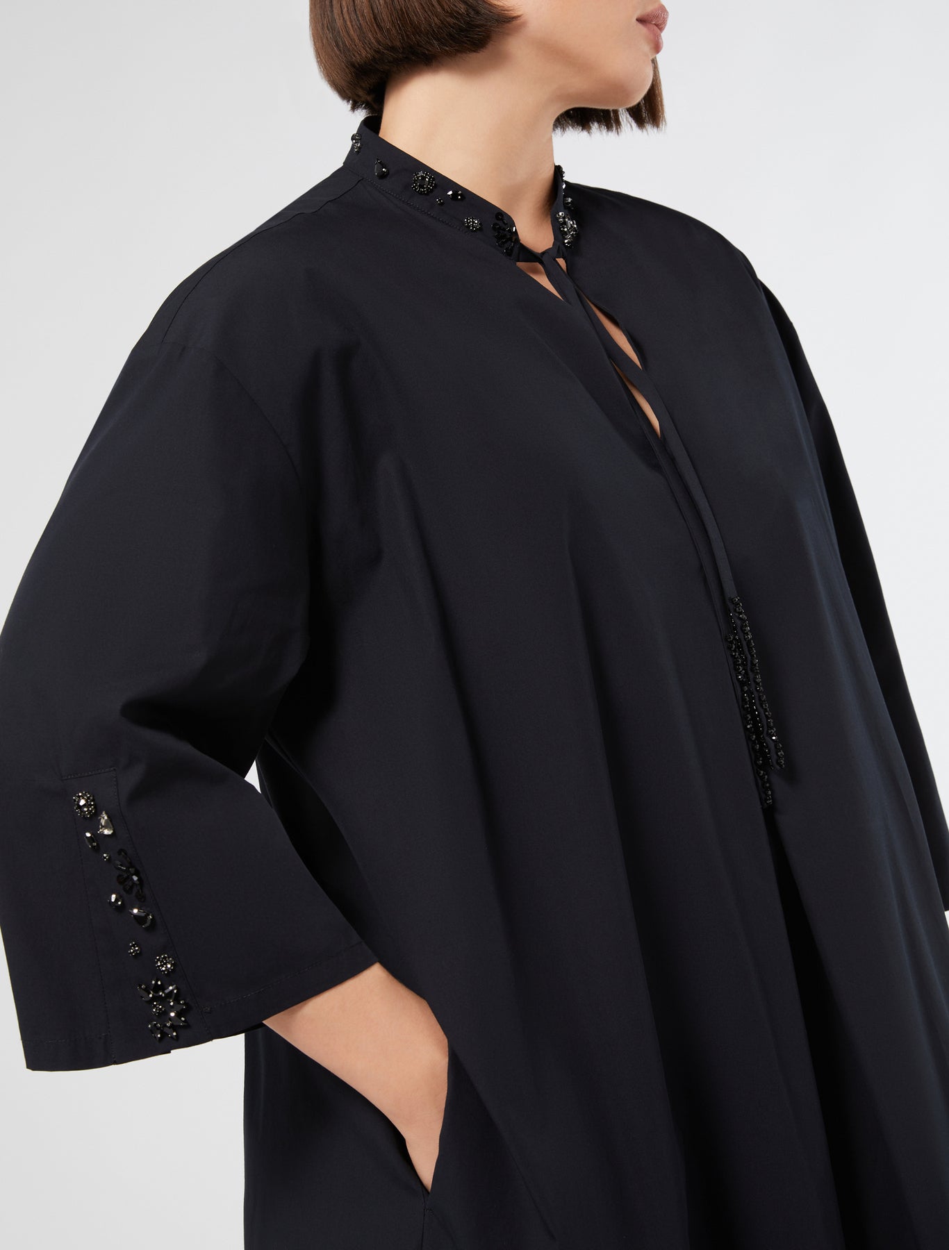 Embroidered poplin dress