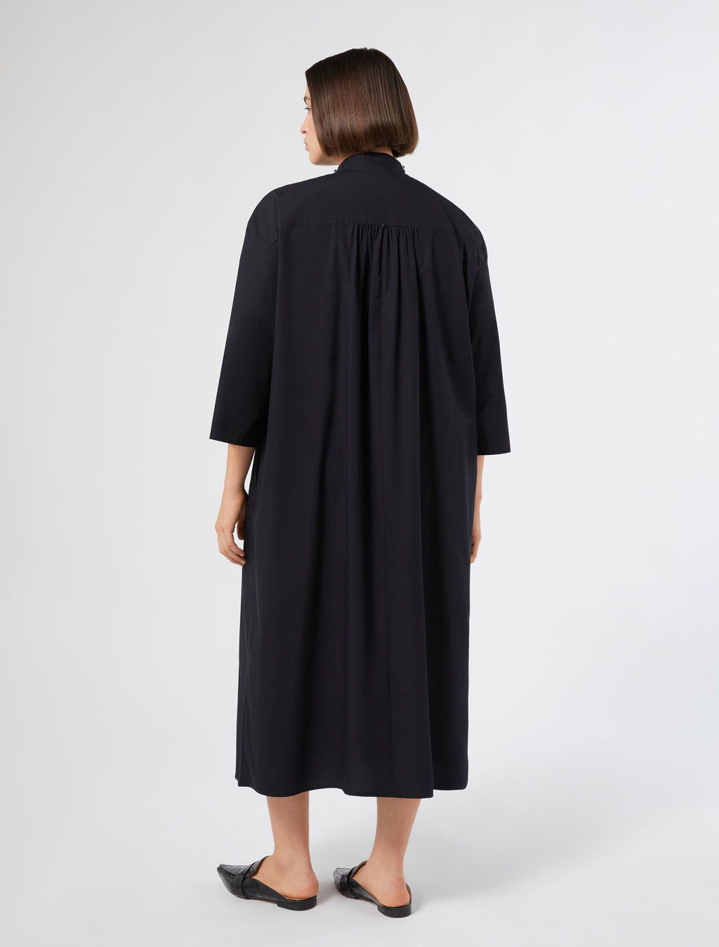 Embroidered poplin dress