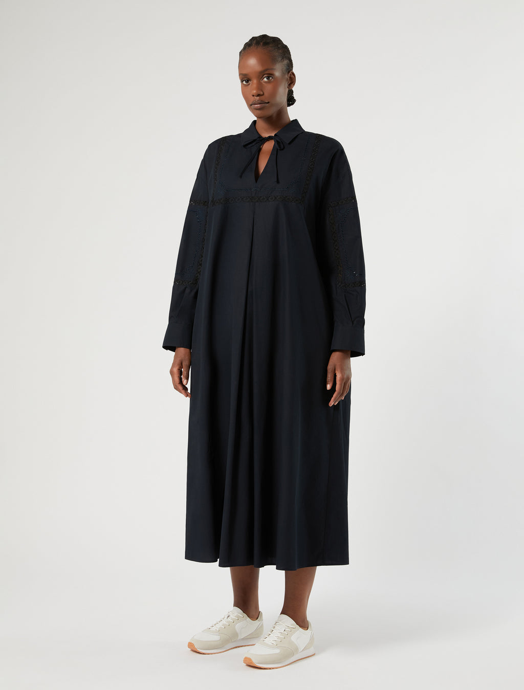 Marina Rinaldi poplin dress with lace detail for woman