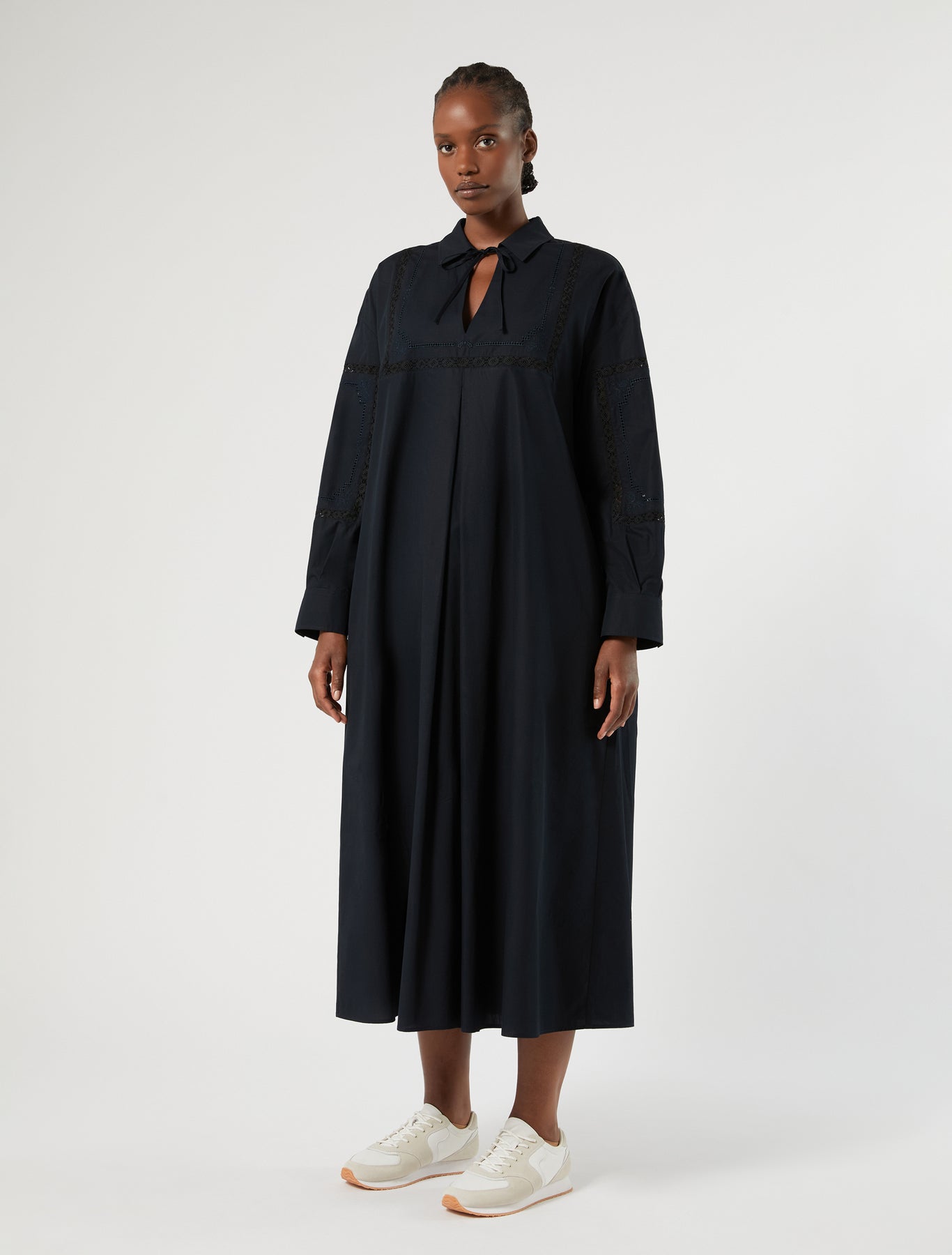 Marina Rinaldi poplin dress with lace detail for woman