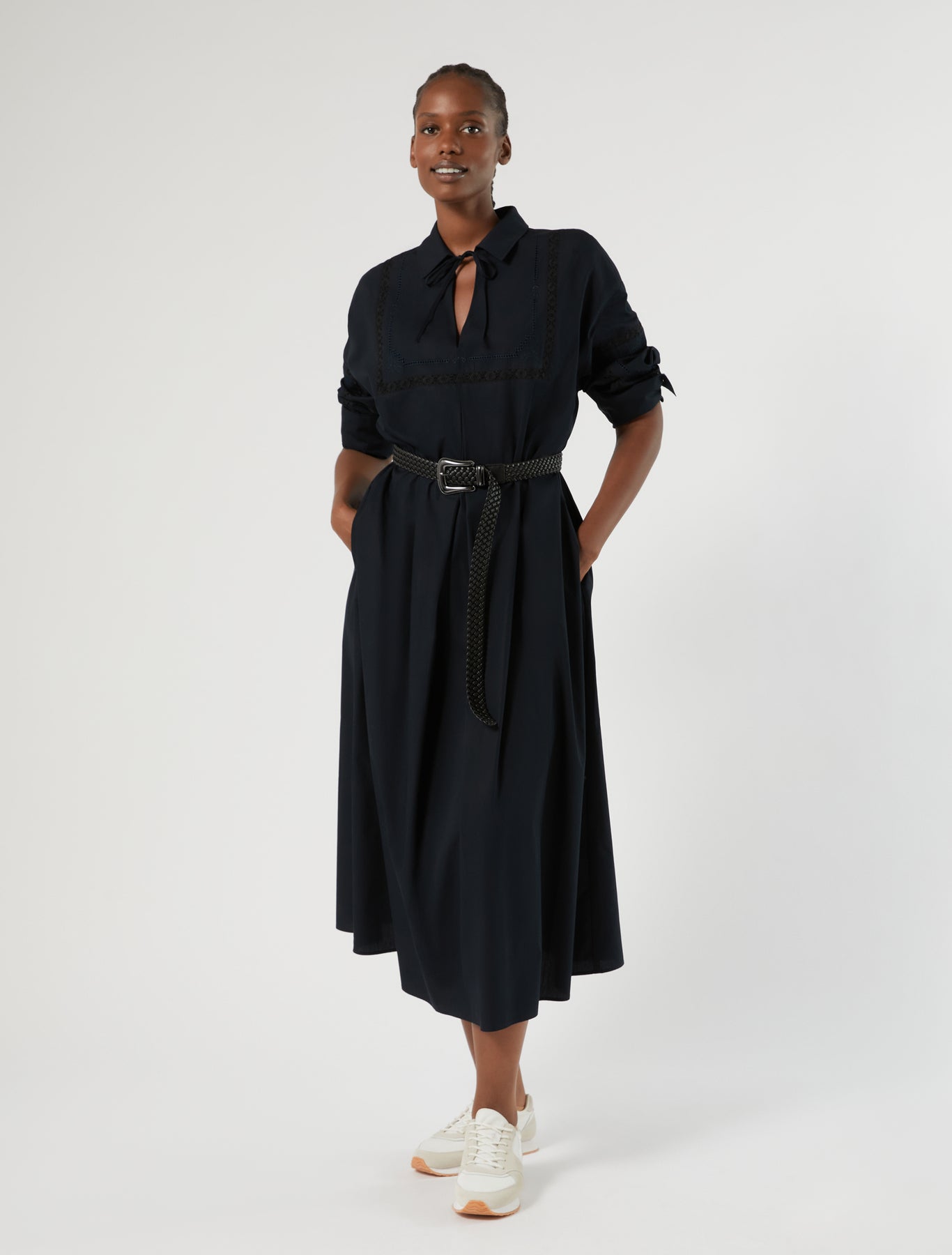Marina Rinaldi poplin dress with lace detail for woman