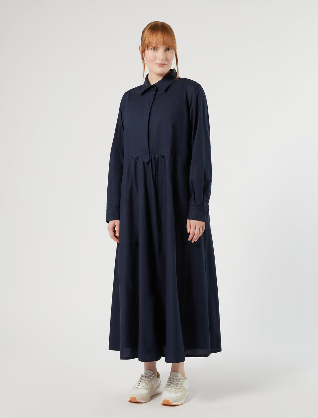 Marina Rinaldi long cotton oxford cloth dress for woman