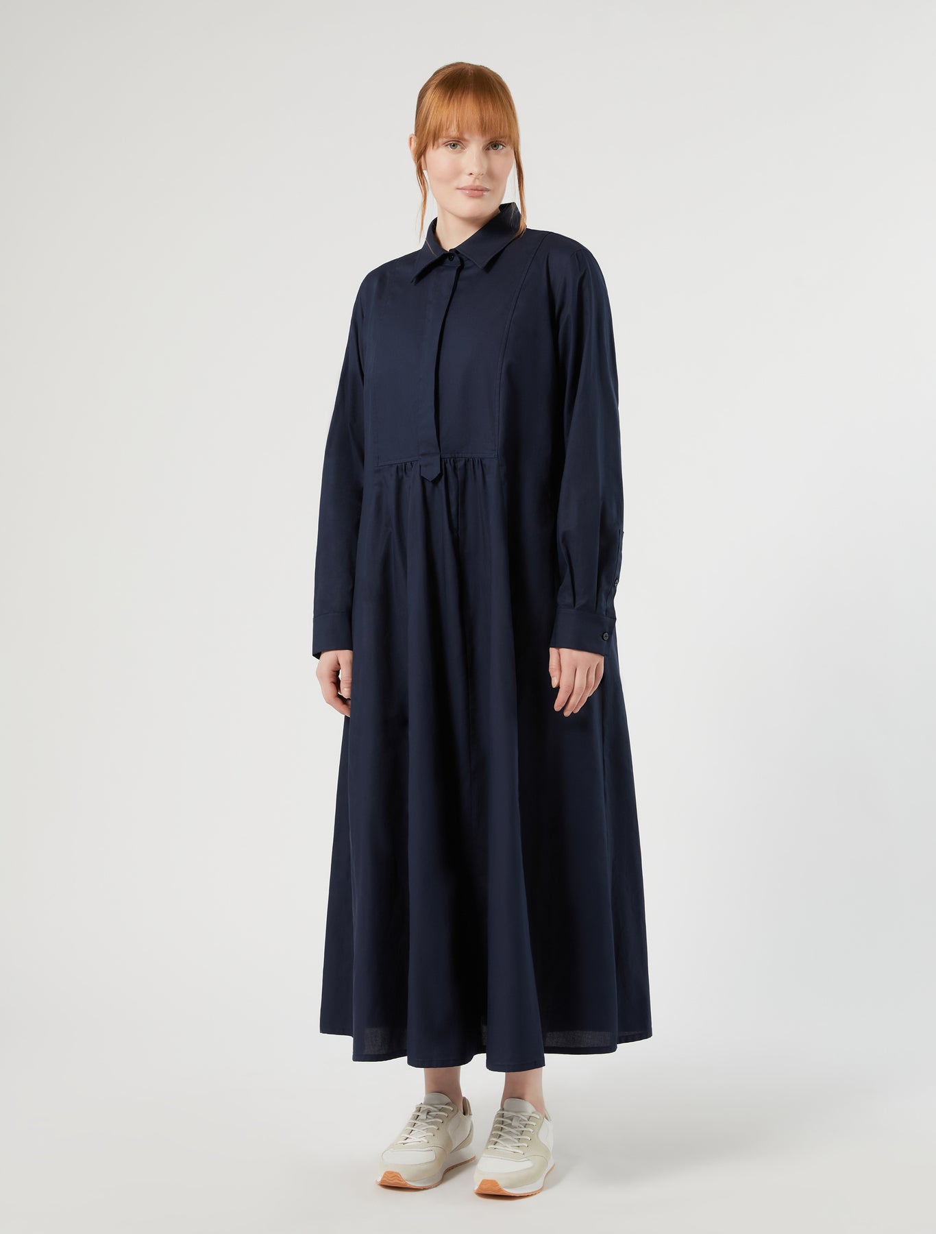 Marina Rinaldi long cotton oxford cloth dress for woman