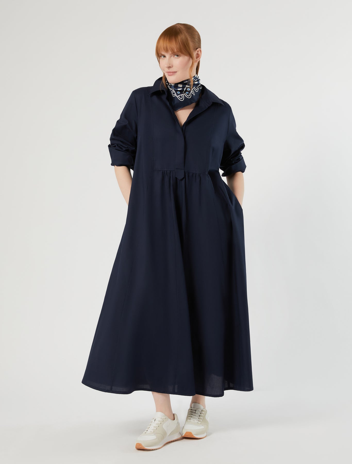 Marina Rinaldi long cotton oxford cloth dress for woman