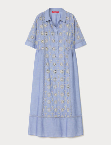 marina rinaldi chambray dress with embroidery for woman