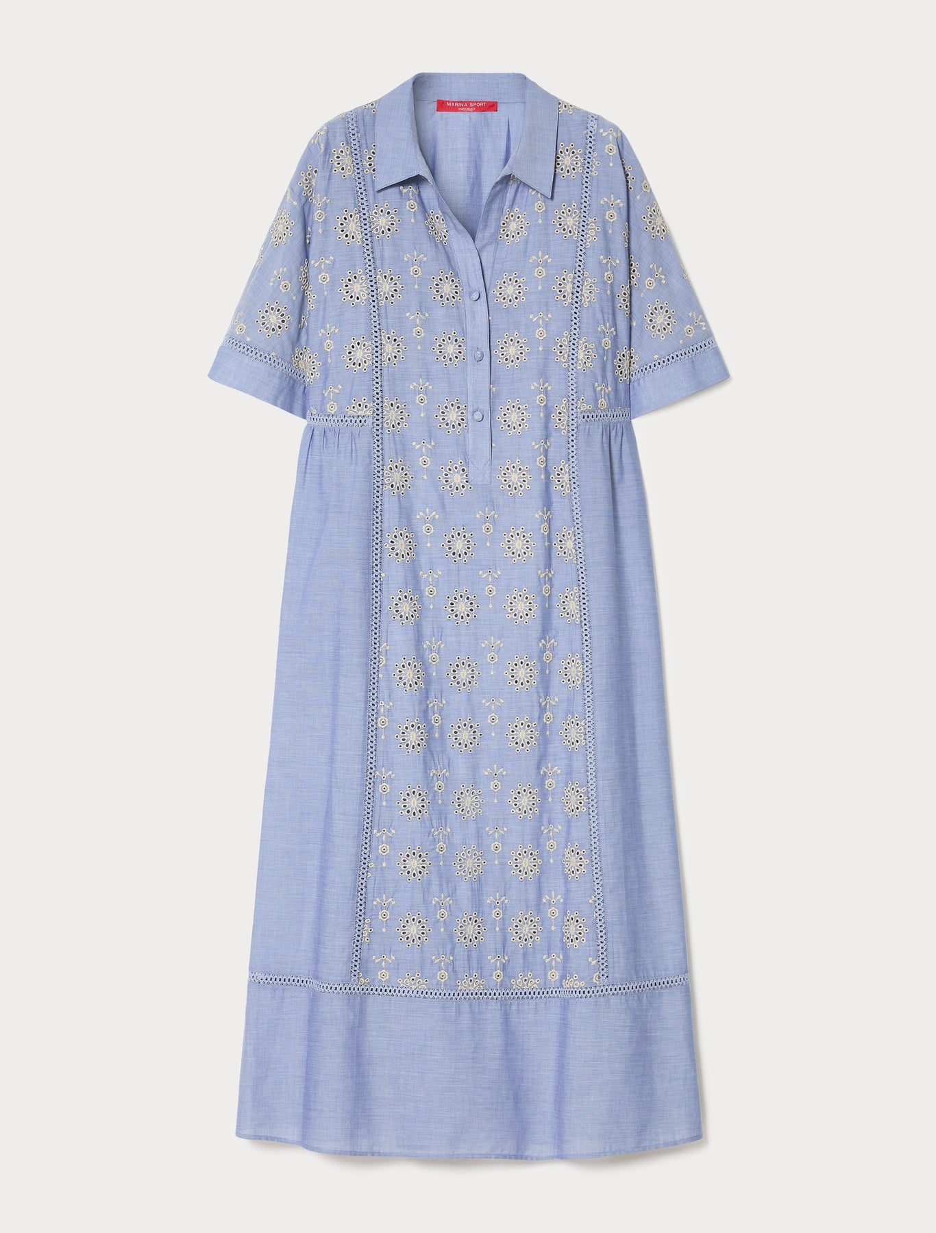marina rinaldi chambray dress with embroidery for woman